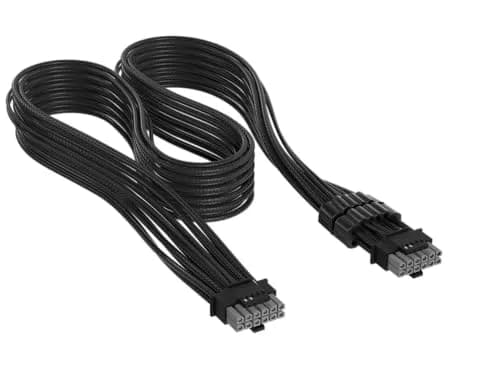 Corsair Elite Premium Individually Sleeved PCIe 12V-2x6 to PCIe 12V-2x6 600W PSU Cable – Triple-Mesh Paracord Sleeve, Low-Profile Cable Combs, Compatible with 12V-2x6 PSUs – Black thumbnail 1
