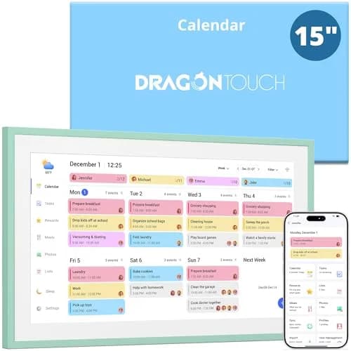 Dragon Touch 15.6 inch Digital Calendar & Chore Chart - Touchscreen Family Planner, Digital Picture Frame for Mom, Women, Christmas & Weddings Mint Green thumbnail 1