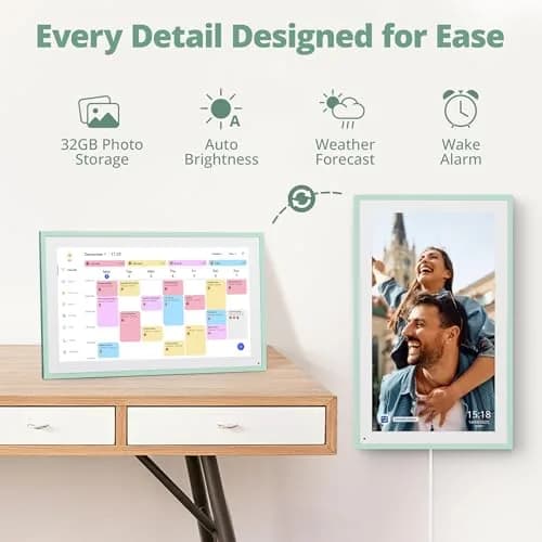 Dragon Touch 15.6 inch Digital Calendar & Chore Chart - Touchscreen Family Planner, Digital Picture Frame for Mom, Women, Christmas & Weddings Mint Green thumbnail 8