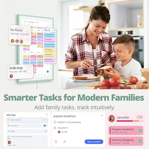 Dragon Touch 15.6 inch Digital Calendar & Chore Chart - Touchscreen Family Planner, Digital Picture Frame for Mom, Women, Christmas & Weddings Mint Green thumbnail 3