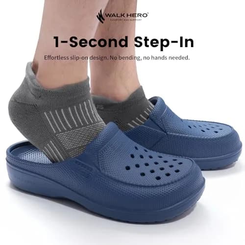 WALK·HERO COMFORT AND SUPPORT Garden Clogs for Men with Arch Support, Cushion Footbed | Lightweight, Slip-Resistant, Wide Toe thumbnail 5