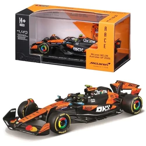 Bburago 1:43 Race Formula McLaren MCL39 w/Helmet (2025) Norris #4 | Highly detailed die-cast replica for collectors and kids thumbnail 1