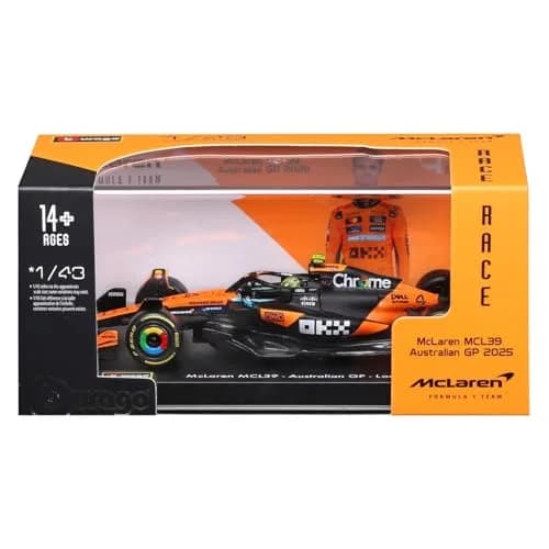 Bburago 1:43 Race Formula McLaren MCL39 w/Helmet (2025) Norris #4 | Highly detailed die-cast replica for collectors and kids thumbnail 7