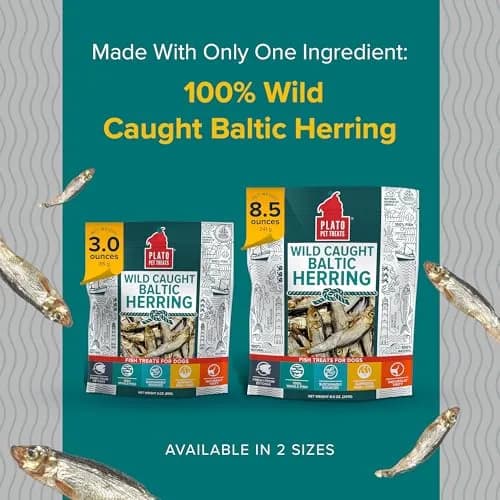 PLATO Fish Dog Treats Wild Caught Baltic Herring 8.5 oz | Natural Omega-3 Support thumbnail 4