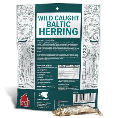 PLATO Fish Dog Treats Wild Caught Baltic Herring 8.5 oz | Natural Omega-3 Support thumbnail 2