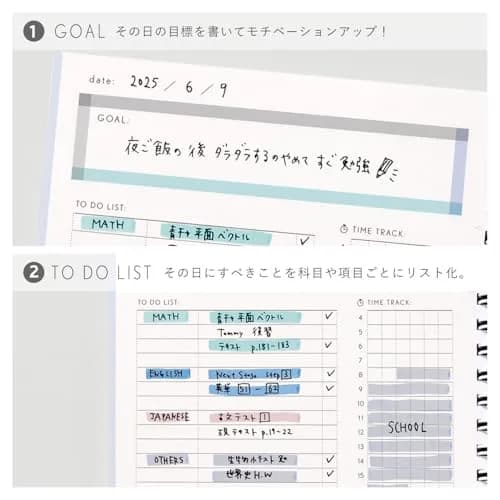 IROHA PUBLISHING GSSD-14 Notebook, Ring Notebook, Study Planner, Daily Plaid, Green Check | 192 Pages, 7.9 x 5.5 Inches thumbnail 3