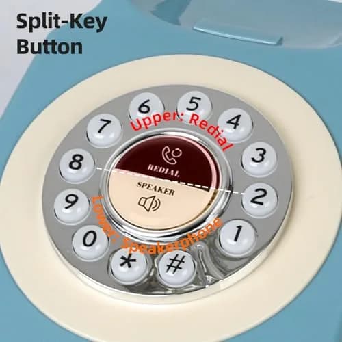 Aokpsrt Retro Blue Bluetooth Landline Phone | Mid-Century Style Desk Telephone with Vintage Ringtones (0.811 Fl Oz) thumbnail 4