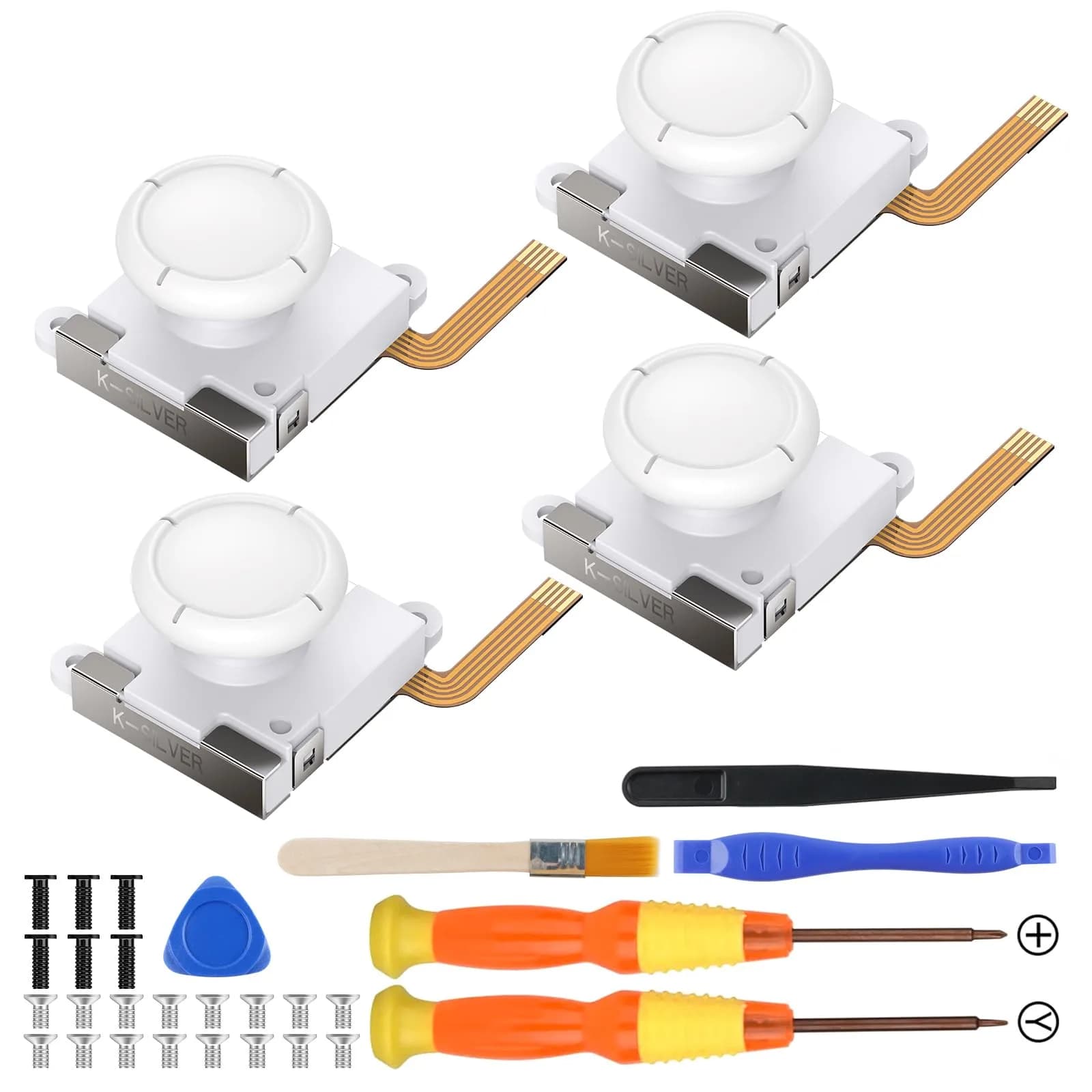 BRONAL TMR Hall Effect Joystick Replacement for Switch JoyCon [2 Pack] | Precision Anti-Drift for Switch/OLED/Lite — White 2 pairs