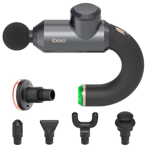 ibreo Surge Pro Deep Tissue Massage Gun with Heat | Percussion Muscle Massager for Pain Relief, 12mm Amplitude, 4 Speeds, 6 Heads, Handheld, 1.74 lbs thumbnail 1