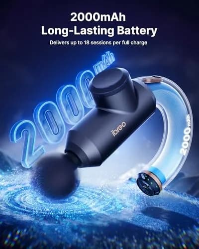ibreo Surge Pro Deep Tissue Massage Gun with Heat | Percussion Muscle Massager for Pain Relief, 12mm Amplitude, 4 Speeds, 6 Heads, Handheld, 1.74 lbs thumbnail 6