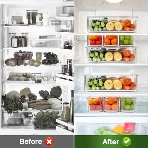 ZIJUND Food Storage Container Set with Lids | Stackable BPA-Free Clear Plastic Bins for Fridge & Pantry (4 Pack, 6.5L) thumbnail 5