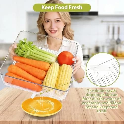 ZIJUND Food Storage Container Set with Lids | Stackable BPA-Free Clear Plastic Bins for Fridge & Pantry (4 Pack, 6.5L) thumbnail 6