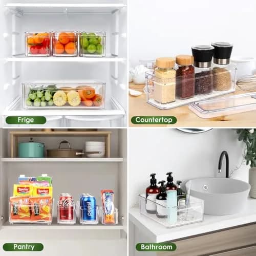 ZIJUND Food Storage Container Set with Lids | Stackable BPA-Free Clear Plastic Bins for Fridge & Pantry (4 Pack, 6.5L) thumbnail 7