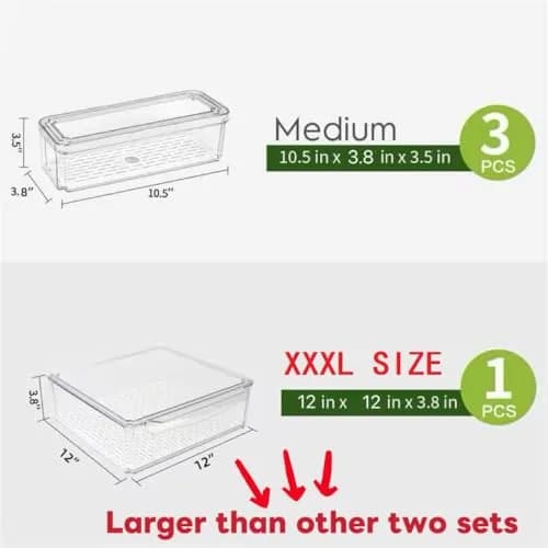 ZIJUND Food Storage Container Set with Lids | Stackable BPA-Free Clear Plastic Bins for Fridge & Pantry (4 Pack, 6.5L) thumbnail 2
