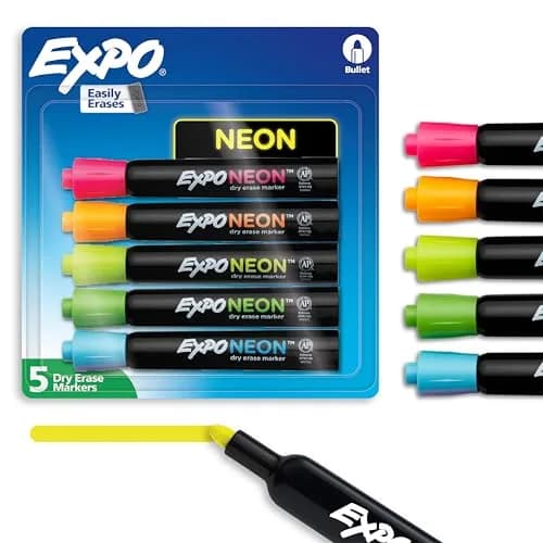 EXPO Neon Dry Erase Markers Bullet Tip Assorted Colors 30 Count (6 Packs) | Low-Odor, Vibrant Ink thumbnail 1