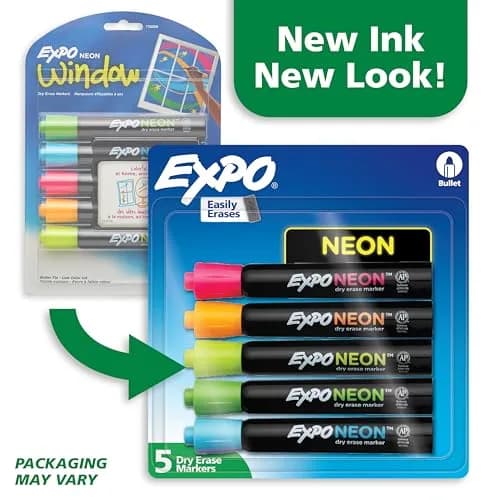 EXPO Neon Dry Erase Markers Bullet Tip Assorted Colors 30 Count (6 Packs) | Low-Odor, Vibrant Ink thumbnail 2