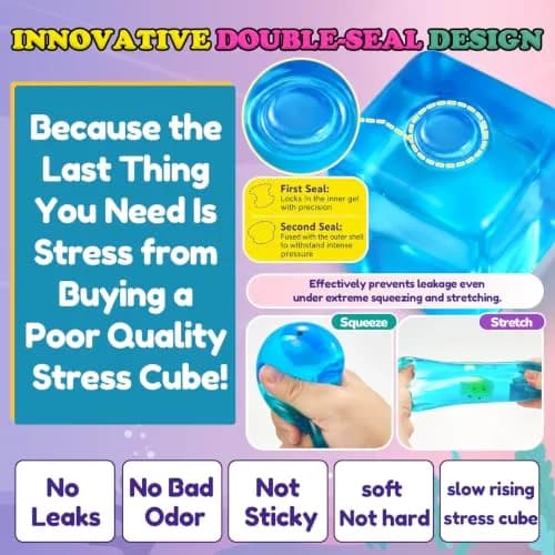 Meijoy Stress Cube Squishy Fidget Toy 6.0cm (2.36 inches) | Glow-in-the-Dark Crab Mochi Inside thumbnail 5