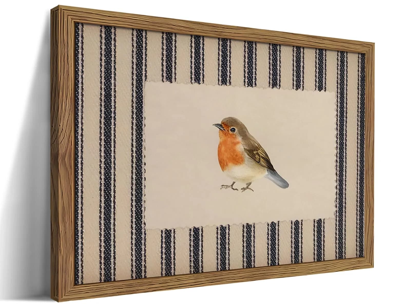 AKWISH Framed Robin Bird Wall Art, 16"L x 12"W Watercolor Canvas, Farmhouse Decor, Vintage Animal Artwork for Living Room & Bedroom - main product image