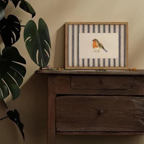 AKWISH Framed Robin Bird Wall Art, 16"L x 12"W Watercolor Canvas, Farmhouse Decor, Vintage Animal Artwork for Living Room & Bedroom thumbnail 2