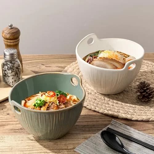 JH JIEMEI HOME Ramen Bowl with Chopsticks & Spoons, 7 Inch Ceramic Set of 2 | Dishwasher Safe for Pho, Udon, Soba, Salad, Pasta thumbnail 7