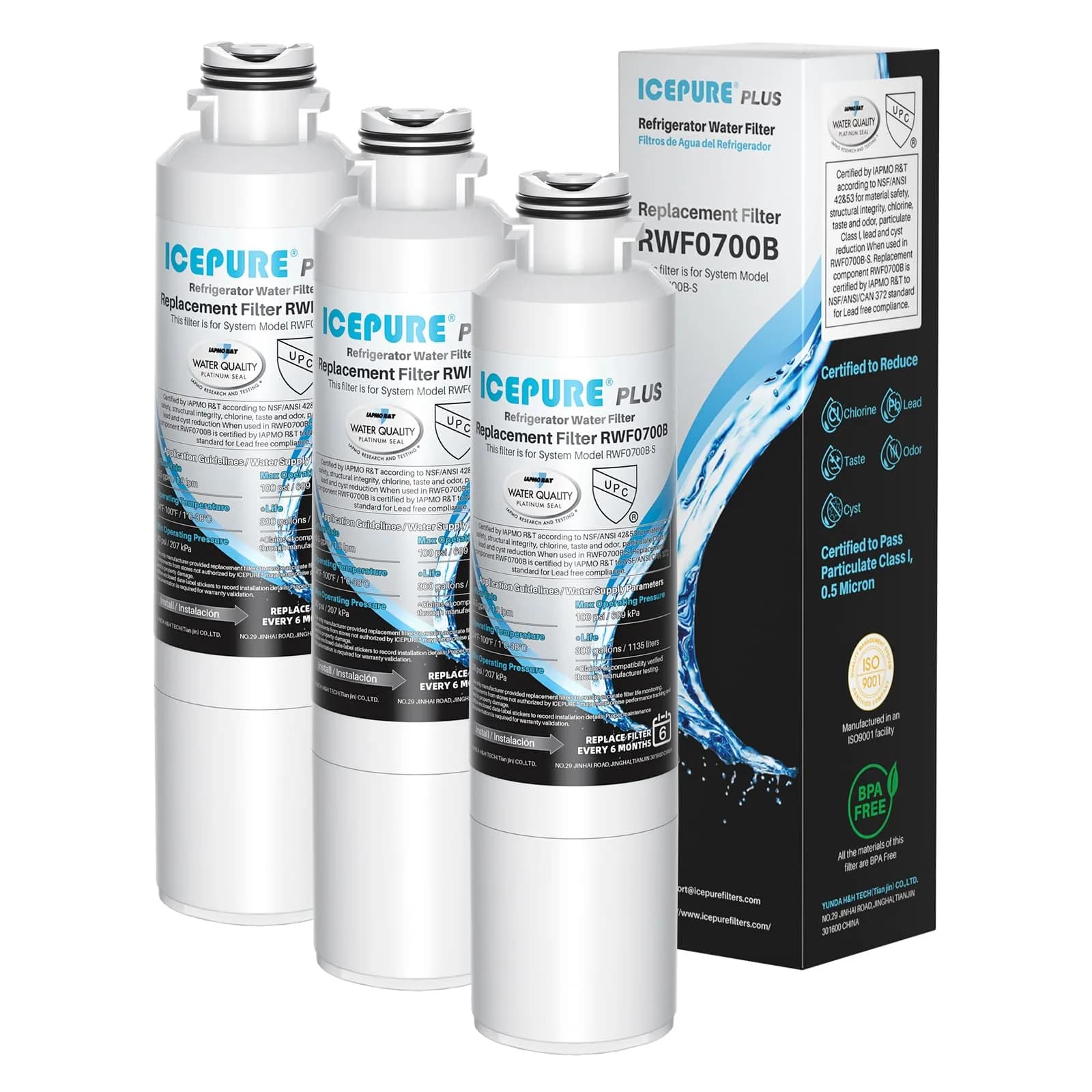 ICEPURE PLUS DA29-00020B Refrigerator Water Filter 3 Pack | NSF/ANSI 53 & 42 Certified Lead Removal