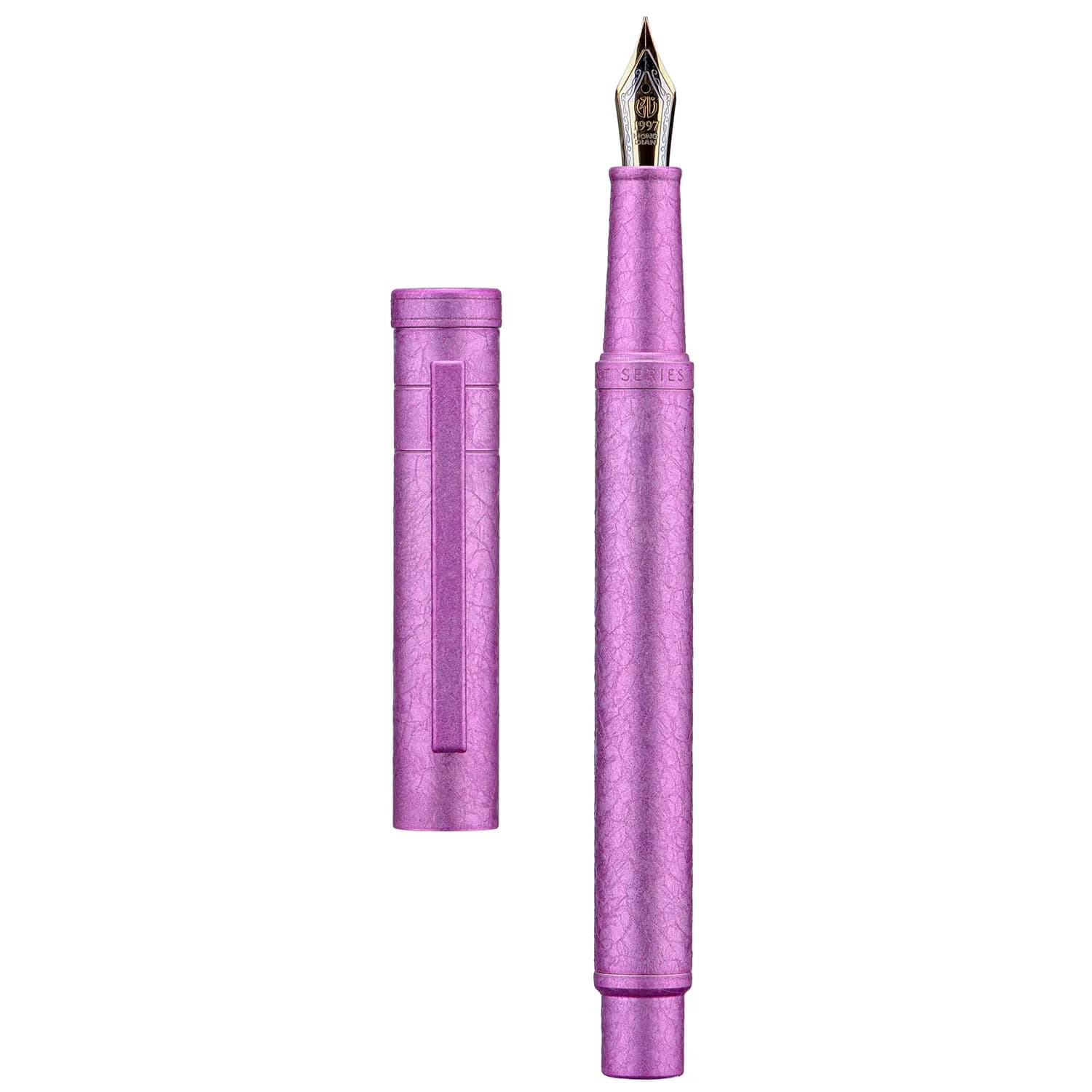 Asvine 1851 Forest Fountain Pen Pink Ice Flowers Bent Nib 13.8cm (5.43 in) | Classic Design with Converter and Metal Pen Case — Pink Ice Flower