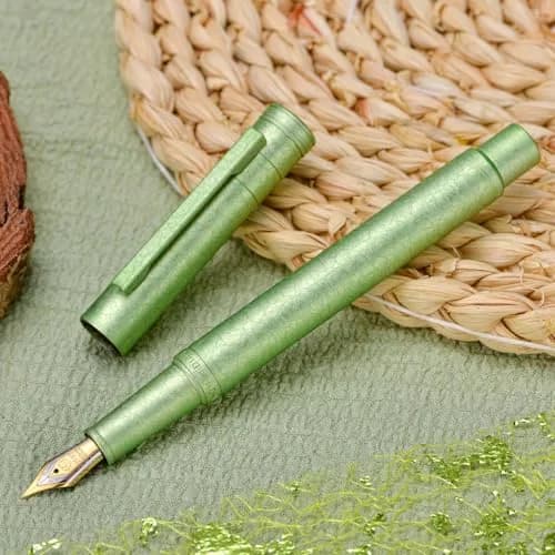 Asvine Hongdian 1851 Forest Fountain Pen Applegreen Ice Flowers Fine Nib 13.8cm (5.43in) | Classic Design with Converter and Metal Pen Case thumbnail 5