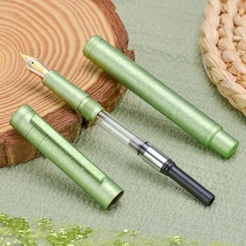 Asvine Hongdian 1851 Forest Fountain Pen Applegreen Ice Flowers Fine Nib 13.8cm (5.43in) | Classic Design with Converter and Metal Pen Case thumbnail 6