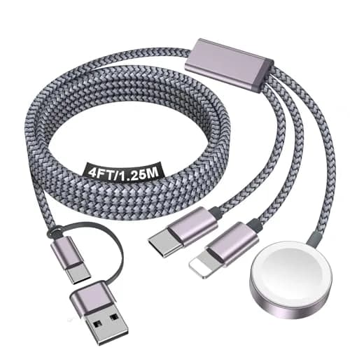 xiwxi 3-in-2 Multi-Charging Cable 1.5m (4.9ft) | Fast Charging for Apple Watch, iPhone, USB-C Devices thumbnail 1