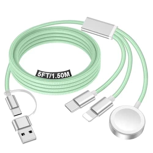 xiwxi 3-in-2 Multi-Charging Cable 1.5m (4.9ft) | MFI Certified Fast Charging for Apple Watch, iPhone, USB-C thumbnail 1