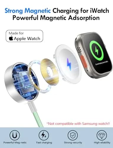 xiwxi 3-in-2 Multi-Charging Cable 1.5m (4.9ft) | MFI Certified Fast Charging for Apple Watch, iPhone, USB-C thumbnail 3