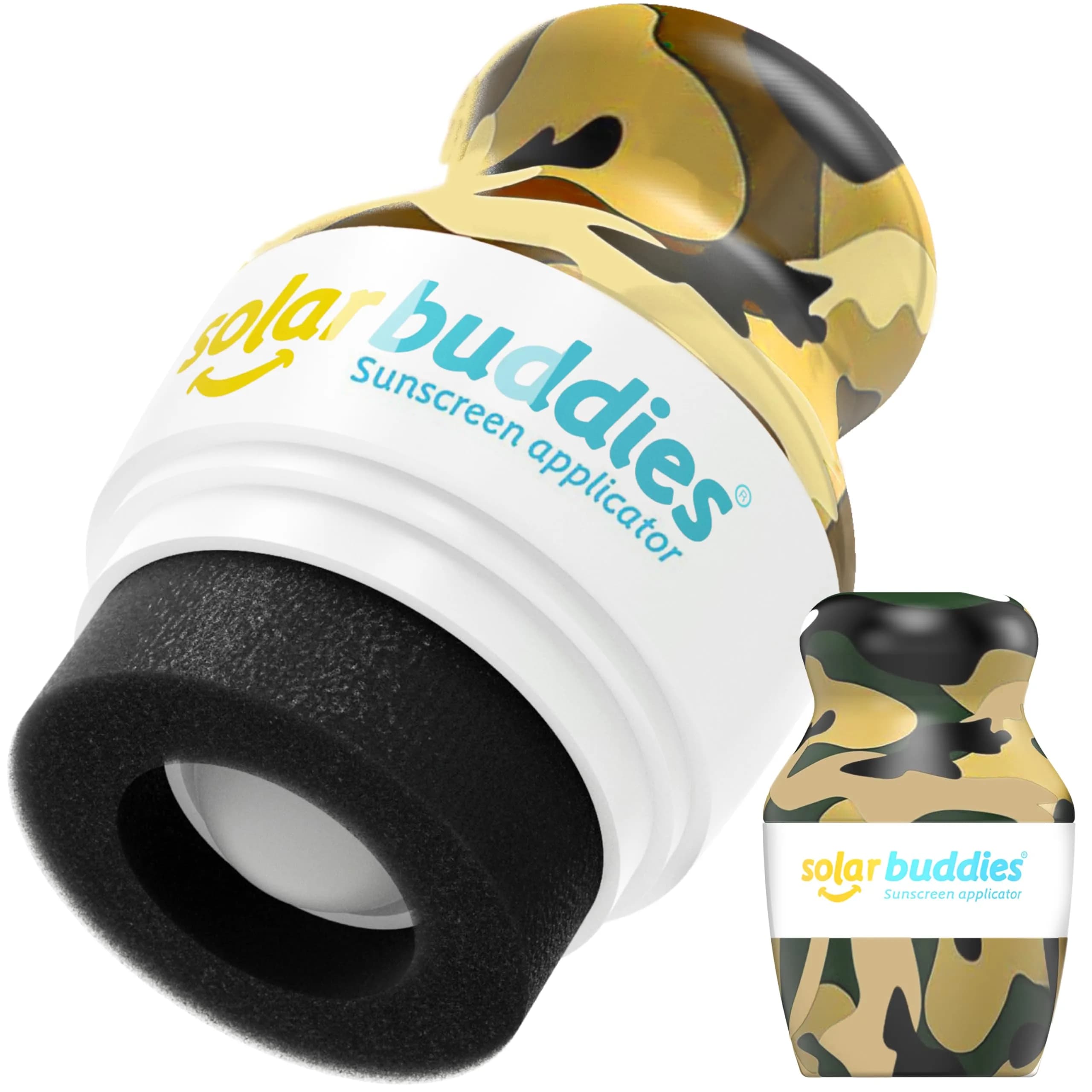 Solar Buddies Refillable Sunscreen Applicator — Full Blue — 100ml (3.4 Fl Oz) | Mess-Free Roll-On for All Skin Types — Camo