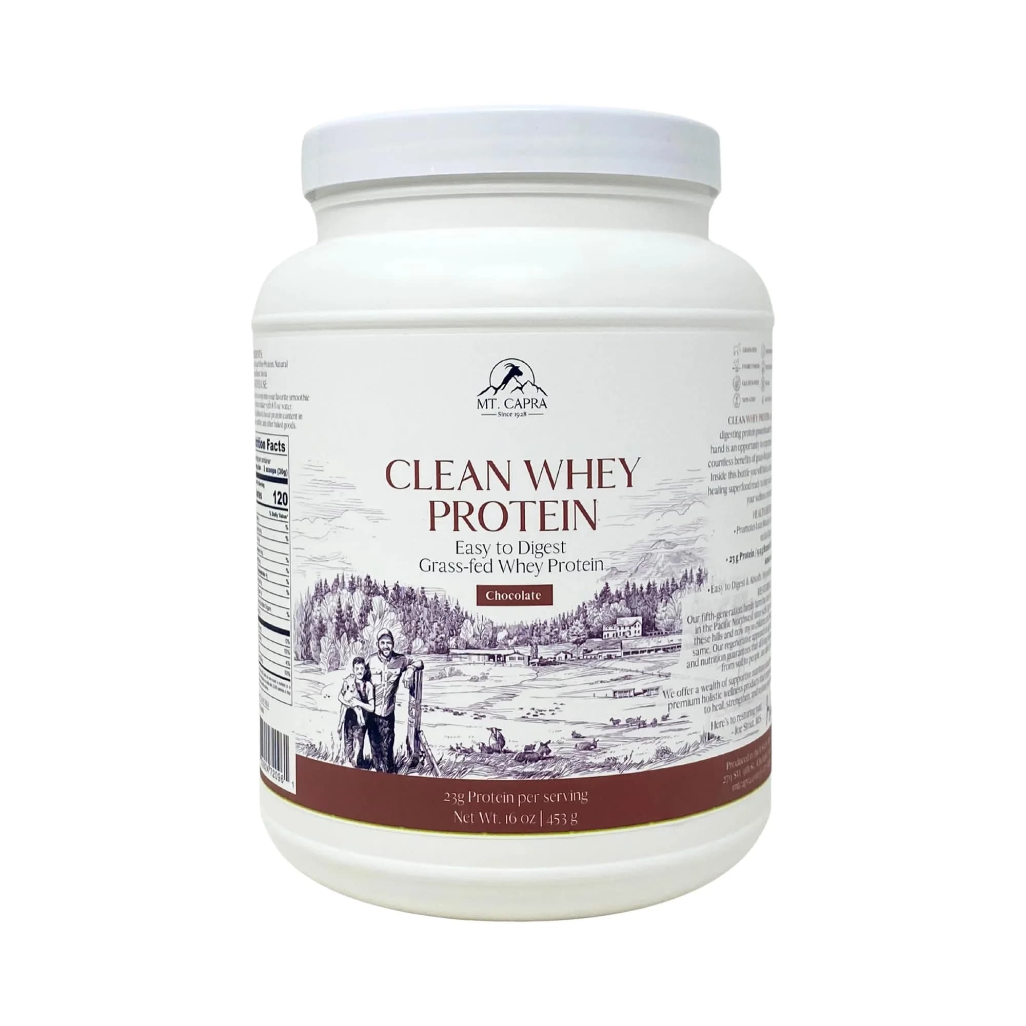 Mt. Capra Clean Whey Protein | 24 g Protein Per Serving | Vanilla Bean — Chocolate / 1 Pound