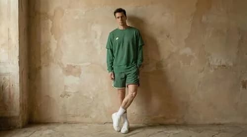 LOTTO Shorts for Men – 4-Way Stretch, Moisture-Wicking, Adjustable Fit, Pine Green, Large thumbnail 3