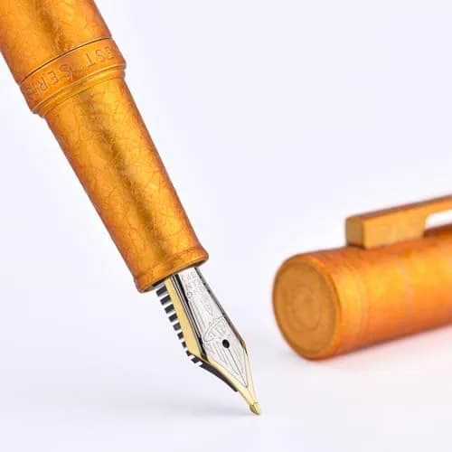 Asvine Hongdian 1851 Fountain Pen - Golden Ice Flower, Long Knife Point Nib for Smooth Writing thumbnail 4