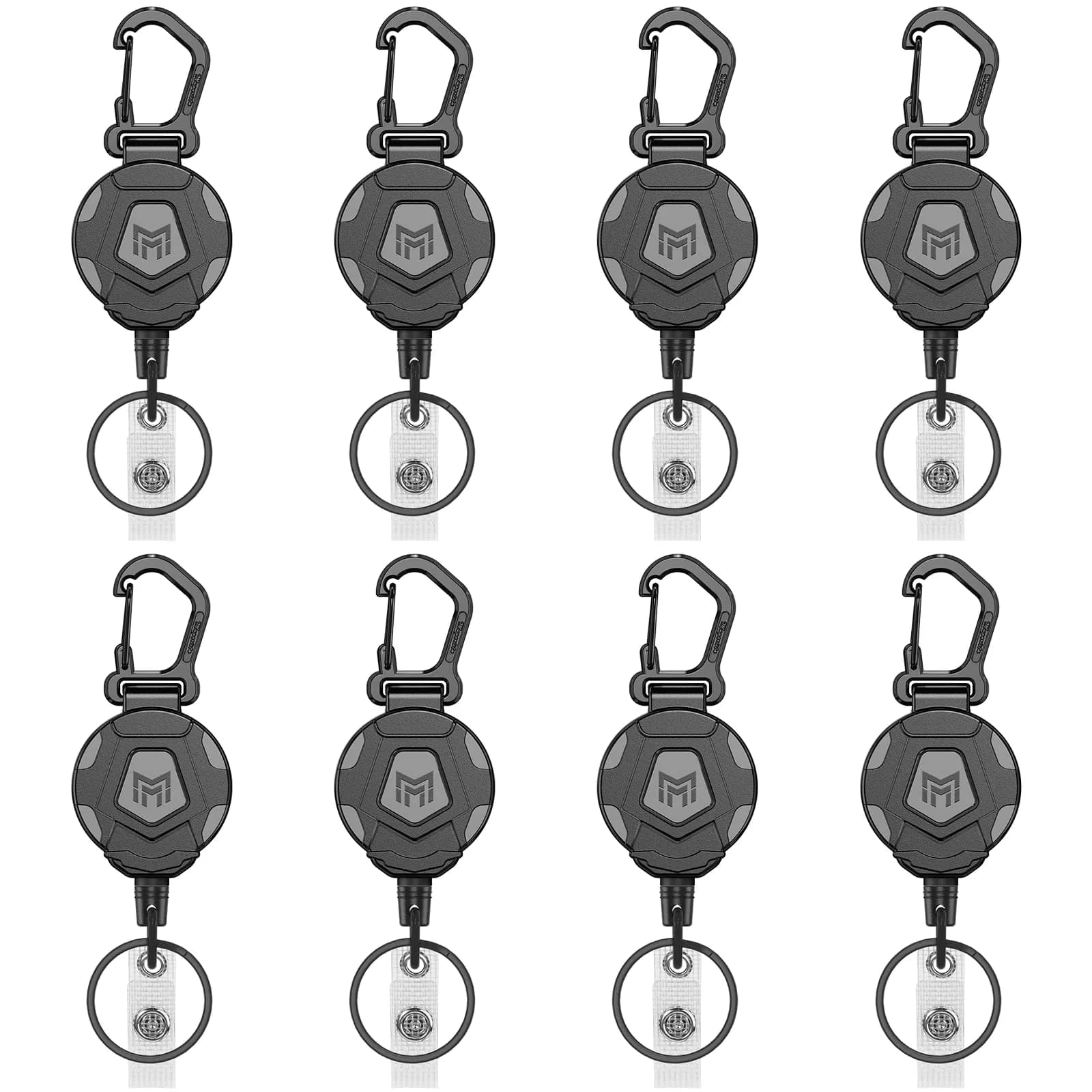 MNGARISTA Heavy Duty Retractable Keychain 8-Pack | 21.3cm (8.4in) Carabiner Badge Holder with 80cm (31.5in) Steel Cord