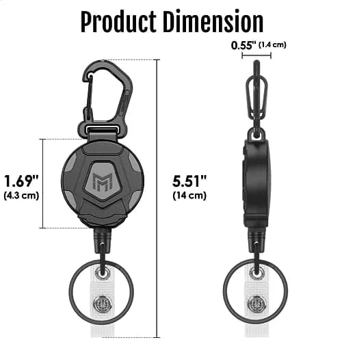 MNGARISTA Heavy Duty Retractable Keychain 8-Pack | 21.3cm (8.4in) Carabiner Badge Holder with 80cm (31.5in) Steel Cord thumbnail 3