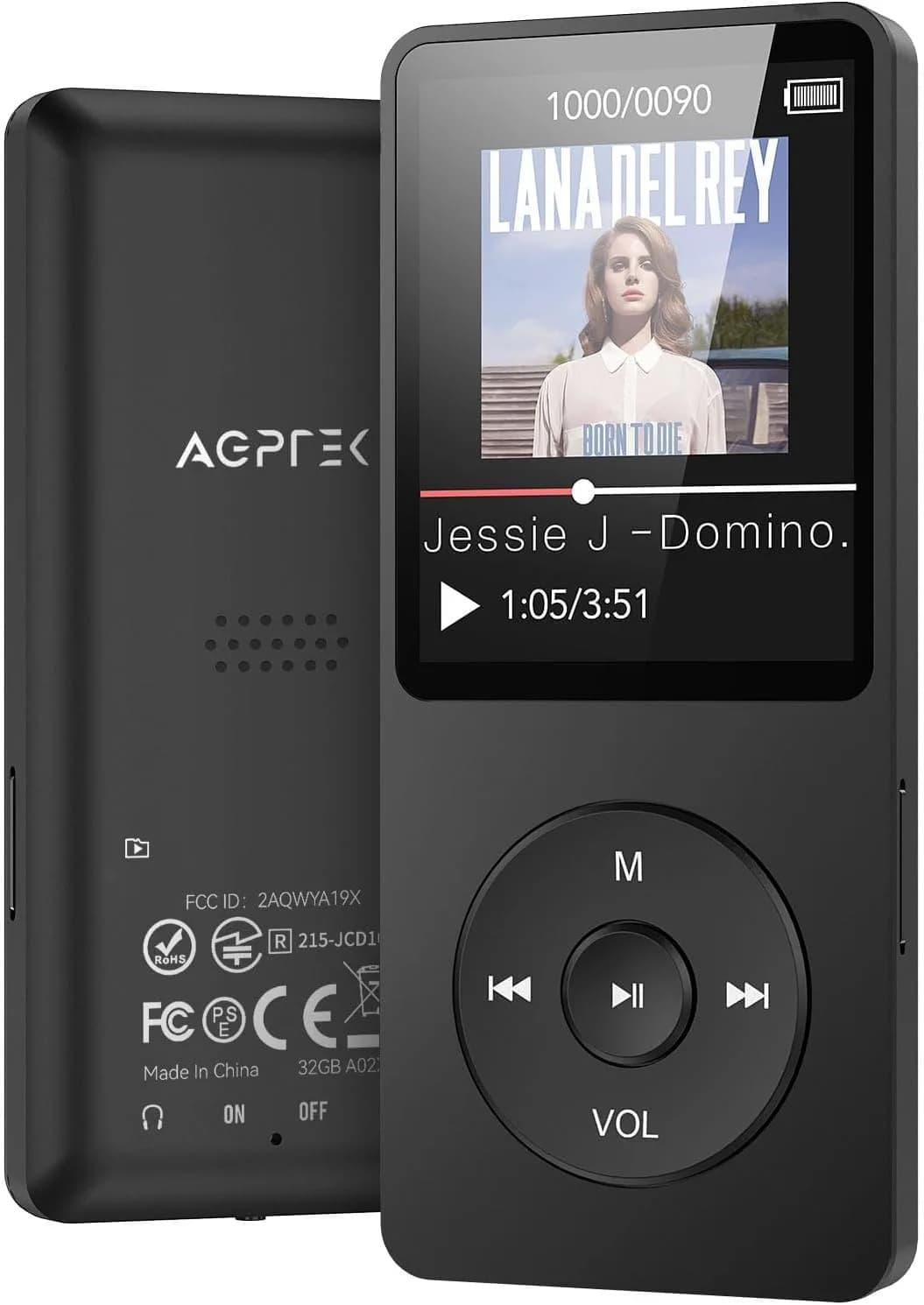 AGPTEK A02 MP3 Player 32GB Black | 70 Hours Playback