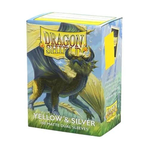 Dragon Shield Matte Dual Standard Size Card Sleeves Yellow & Silver | 100ct - Smooth & Tough Premium TCG Sleeves thumbnail 1