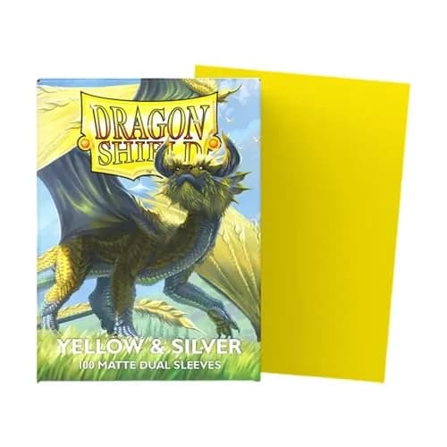 Dragon Shield Matte Dual Standard Size Card Sleeves Yellow & Silver | 100ct - Smooth & Tough Premium TCG Sleeves thumbnail 2