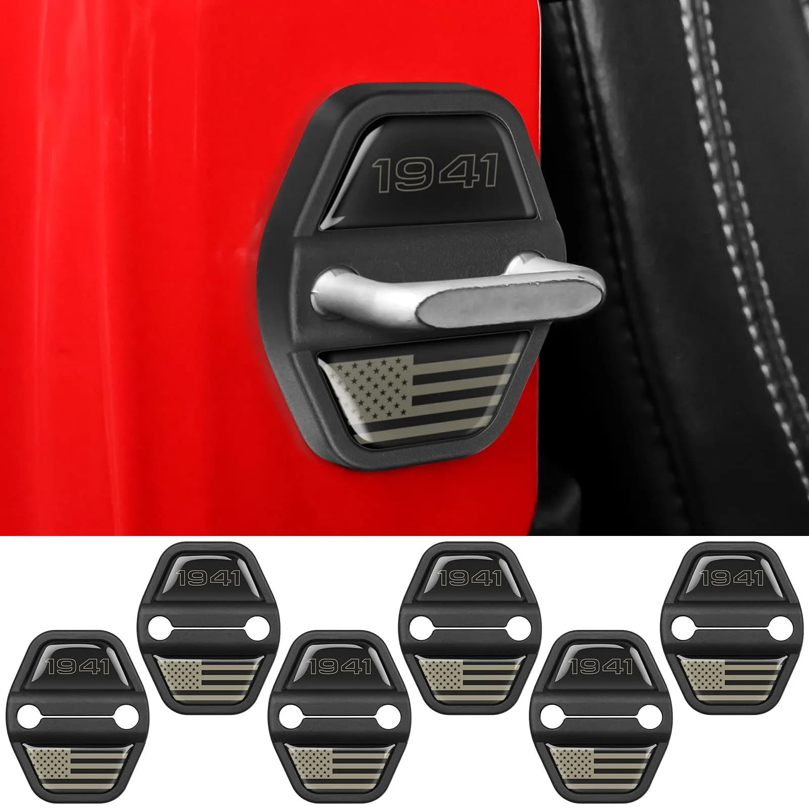 DWKJMYCP Black 6pcs Door Lock Decoration Cover for Jeep Wrangler JL JLU Gladiator JT | Vehicle Molding Accessories — 2018-2025 6PCS-Black
