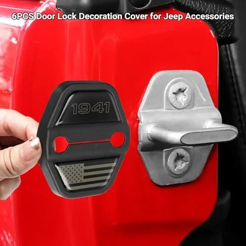 DWKJMYCP Black 6pcs Door Lock Decoration Cover for Jeep Wrangler JL JLU Gladiator JT | Vehicle Molding Accessories thumbnail 2