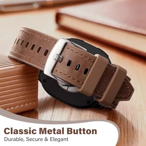 Dirrelo Hybrid Leather Silicone Watch Band for Galaxy Watch 8/9 40mm/44mm & Classic 46mm | Comfortable & Durable thumbnail 4