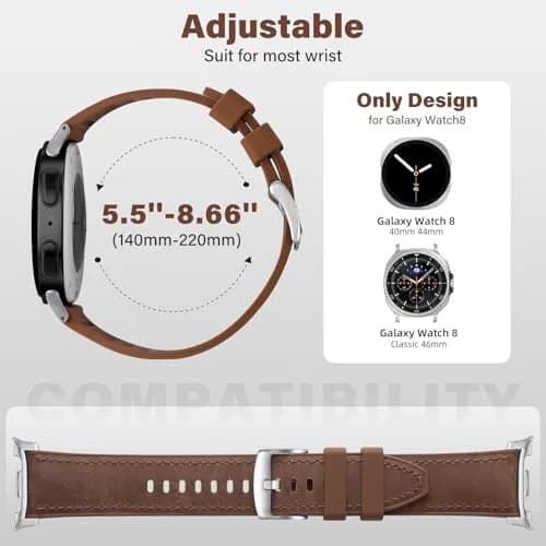 Dirrelo Hybrid Leather Silicone Watch Band for Galaxy Watch 8/9 40mm/44mm & Classic 46mm | Comfortable & Durable thumbnail 6