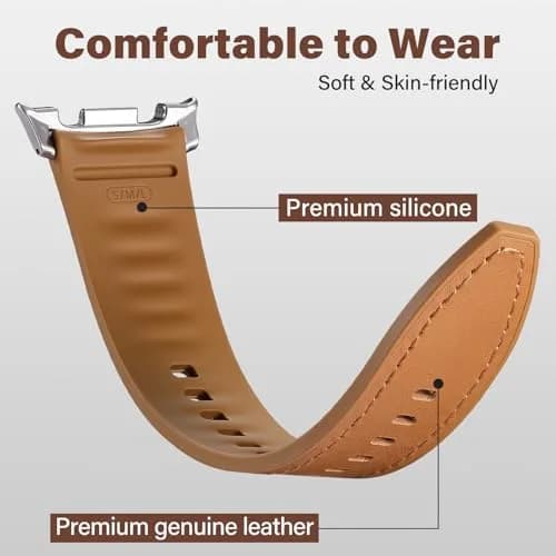 Dirrelo Hybrid Leather & Silicone Watch Band Compatible with Samsung Galaxy Watch 8/9 40mm/44mm & Classic 46mm | Breathable, Sweat-Resistant, Hypoallergenic thumbnail 3