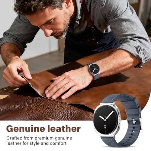 Dirrelo Hybrid Leather & Silicone Watch Band Compatible with Samsung Galaxy Watch 8/9 40mm/44mm & Classic 46mm | Breathable, Sweat-Resistant, Hypoallergenic thumbnail 5