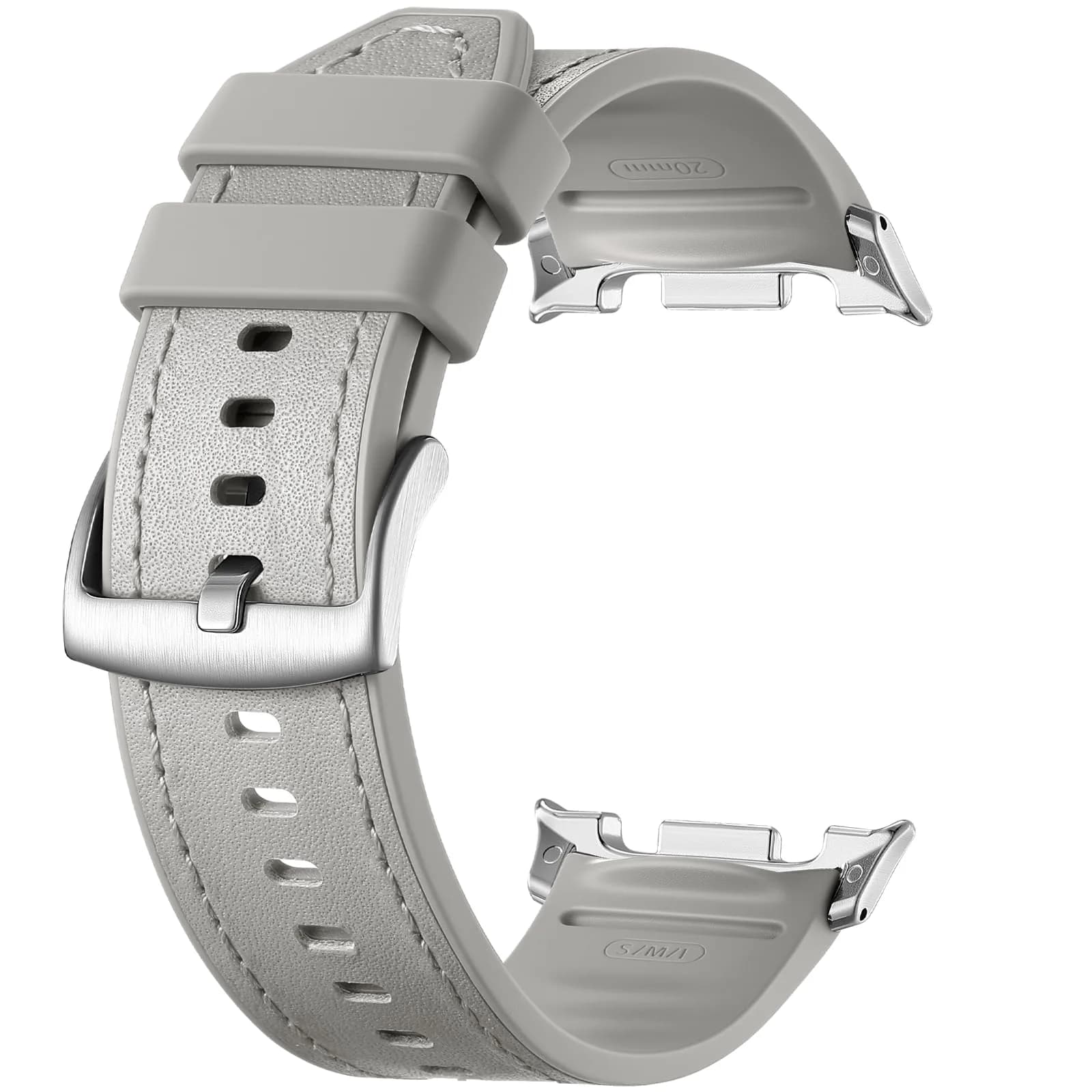 Dirrelo Hybrid Leather Silicone Watch Band for Galaxy Watch 8/9 40mm/44mm & Classic 46mm | Comfortable & Durable — Gray