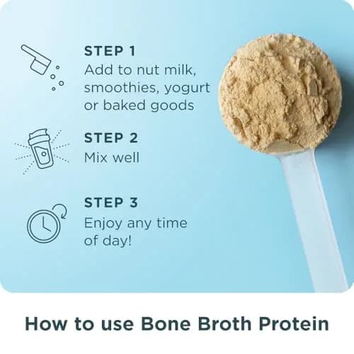 Ancient Nutrition Grass Fed Bone Broth Protein Powder Vanilla 13oz (368g) | 20g Protein, Gut + Joint Support thumbnail 7