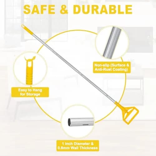 KeFanta Heavy Duty Aluminum Mop Handle 152cm (60") | Side Gate Clip for Commercial & Home Use thumbnail 5