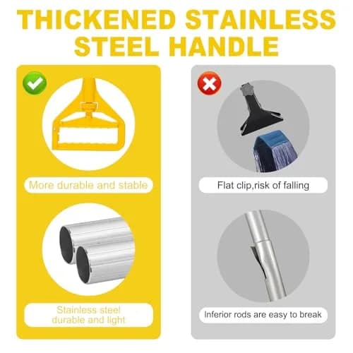 KeFanta Heavy Duty Aluminum Mop Handle 152cm (60") | Side Gate Clip for Commercial & Home Use thumbnail 6